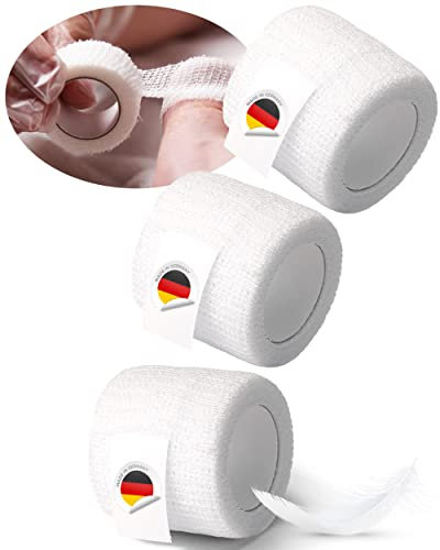 3x Zehenbinde 4cm selbsthaftende Binde, Zehen Fuß verbinden, fixieren, elastisch, kohäsiv, Rinki Schnellverband