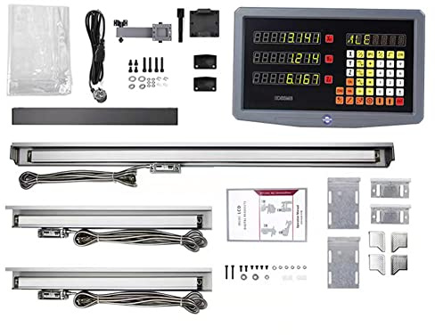3 Achse Digitalanzeige Kit GUILOPOER 5µm Digitalanzeige mit 3 Axis Linear Maßstab für CNC-Fräsen Elektronische Linearwaage Fräsmaschinen Positionsanzeige (450mm+500mm+1000mm)