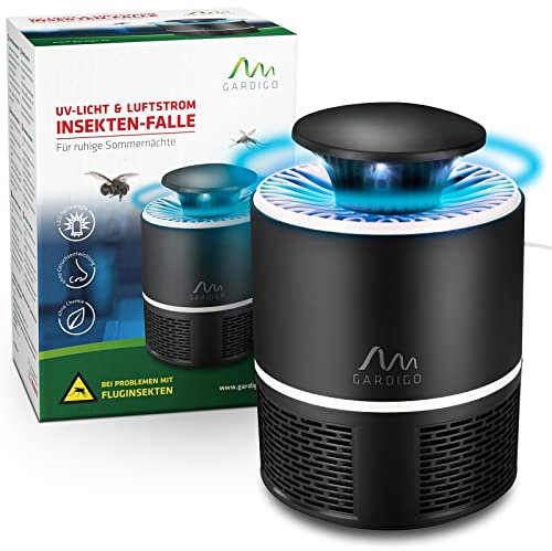 GARDIGO® Insektenvernichter USB | Insektenfalle mit UV Licht und Ventilator | Bis 25m² | Hygienisch mit abnehmbaren Auffangbehälter | Gegen Fliegen Mücken Motten | Fliegenfalle für Innenbereich