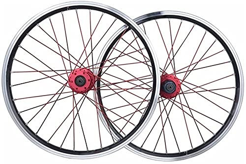 ZECHAO Faltbare Fahrrad-Radsatz 20 Zoll BMX Fahrrad-Rad-Double-Layer-Felge Disc/V-Bremse QR 7-10 Geschwindigkeit Wheelset (Color : Black)