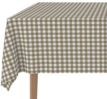 Martina Home - Vichy Teflon-Tischdecke - Leder - 260x140 cm
