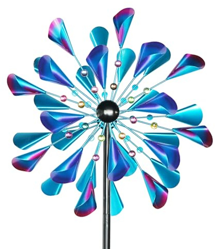 Decoroca Wind Spinner Choice for Families - 72in Large Outdoor Metal Wind Spinners - Pretty Outdoor Decor Birthday Loves - 21 W x 72 H (Double Blades)
