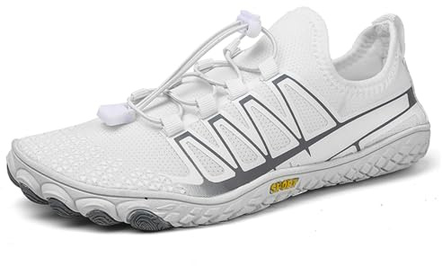 AONEGOLD Chaussures Aquatiques Homme Femme Chaussure de Plage Chaussures d'eau Chaussons de Sport Piscine Léger Respirant Antidérapant Chaussures de Surf Yoga(Blanc,39 EU)