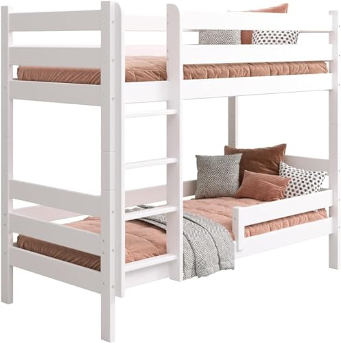 YOUKO Lit pour Enfants 180x80 - Lit superposé pour 2 Enfants - Lit Mezzanine pour Enfants avec échelle - Possibilité de séparer en 2 Lits - Lit en Bois de pin sans Matelas