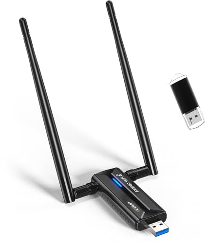 EDUP USB 3.0 WiFi 6E Adapter for PC, AXE3000, Mt7921au, 802.11ax, Tri-Band 6GHz/5GHz/2.4GHz, USB Wi-Fi Dongle Wireless Network Card, Support Windows 11/10 (Install Driver) & Linux (Plug and Play)