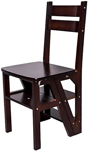 SORVA 2-in-1-Tritthocker für Erwachsene/Trittleiter/Thekenstuhl, tragbarer 4-stufiger Tritthocker aus Holz, Rutschfester und Leichter zusammenklappbarer Bibliotheksleiterstuhl