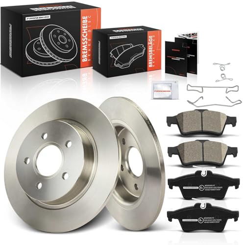 Frankberg Bremsensatz inkl. 2x Bremsscheiben + 4x Bremsbeläge Hinten | Kompatibel mit Focus II Cabriolet C-Max DM2 Focus II DA DP HCP V50 545 Replace# 1233679, 1360254