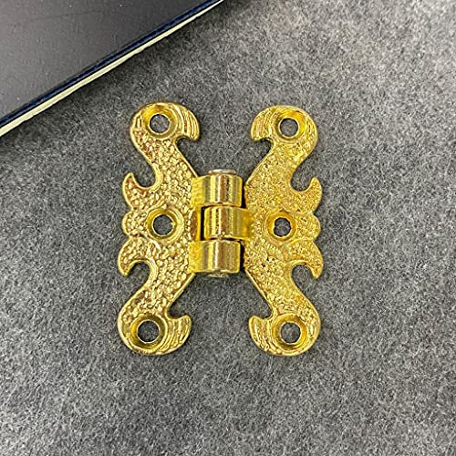 2 Stück Vintage-Legierung, hohl, Hippocampus-Form, Scharnier, Möbelbeschläge, Metallscharniere, Schranktür-Stoßscharniere for DIY-Box, 31 x 40 mm(Gold)