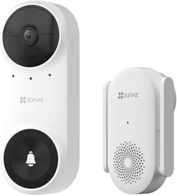 EZVIZ 2K Video Doorbell Wireless with Chime No Monthly Fee, PIR & Human Detection, Support 512GB SD Card, 2.4GHz, Two-way Talk, Voice Changer, Non-Waterproof, Designed for Flat/Apartment (CP3)