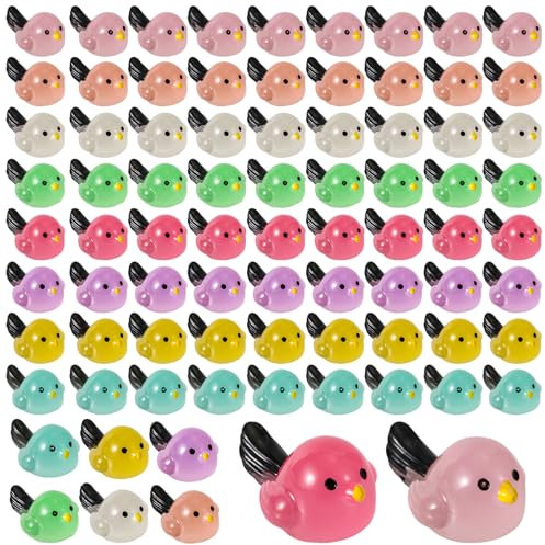 80pcs Mini Oiseaux en Résine, Petits Oiseaux Lumineux à Cacher Animaux Lumineux Oiseaux Miniatures Accessoires de Jardin Micro Paysage pour l'Artisanat Décorations Maison de Poupée