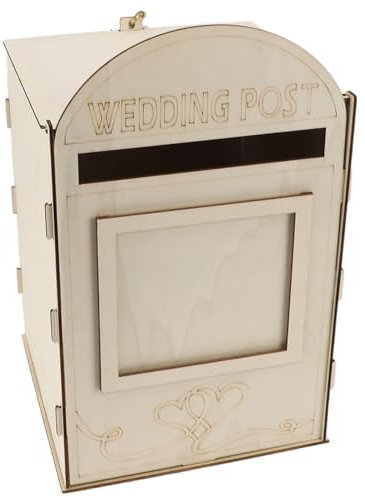 Zerodis Hochzeitskartenbox, DIY Hochzeitsbriefkasten aus Holz, Briefkasten mit Schloss, Schlüssel, Geld, Geschenke, Kartenbox für Empfang, Hochzeit, Jahrestag, Geburtstag, Party, (JM01617)