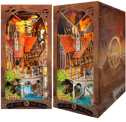 Spilay DIY Book Nook Kit - DIY Miniature House mit LED-Beleuchtung, Miniatur Haus Kit 3D Holz Puzzle Buchregal-Einsatz, Kreatives Bastelset für Erwachsene - Tal der Trugringe SQ32