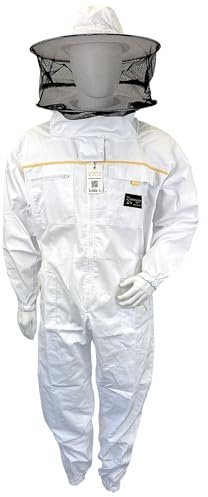 Imkerschutzanzug Premium mit integrierten Schleier weiß mit Reißverschluss Größe M