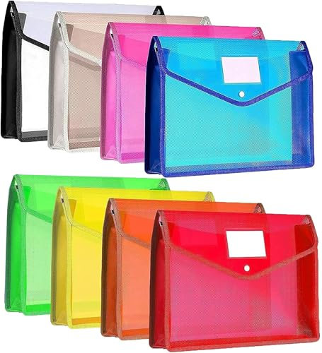 Dokumententasche A4, 8 Stück, Kunststoff, wasserdicht, transparent, für Büro, Haus, Schule