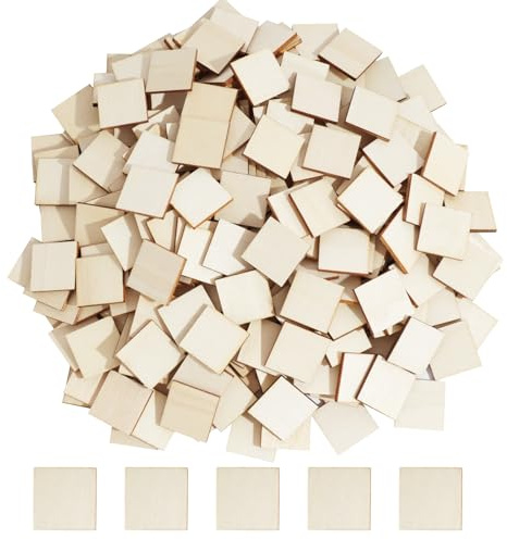 360 Stück Holz Quadratische Scheiben zum Basteln, 2x2cm | Quadratische Holzplättchen, Unvollendete Verzierungen Quadrate Holzplatten für Hochzeit Dekoration DIY Handwerk Handarbeit
