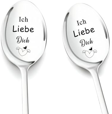 Geschenke für Paare Ich Liebe Dich -2 Stück Kaffeelöffel mit Gravur Geschenke für Sie Valentinstag Geschenkideen für Frauen Männer Hochzeitsgeschenke Geburtstag Jahrestag Geschenk für Sie und Ihn