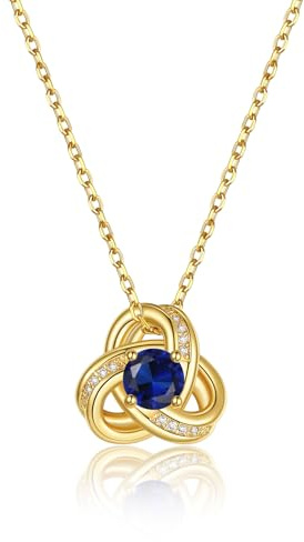 GoldChic Collier Femme en Plaqué Or 14K, Pendentif Goutte d'Eau/Nœud d'Amour Orné de Pierre de Naissance en Zirconium avec Chaîne Fine 1,4 mm / 41+5 cm Ajustable, Bijou d'Anniversaire