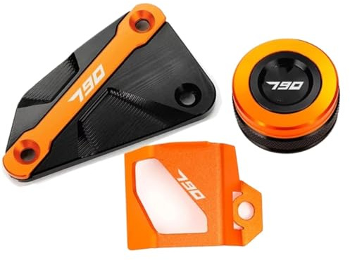 HUISI Fit for KTM 890 Abenteuer R Duke 790 Duke 890 ADV Motorrad Zubehör Hinten Vorne Brems Flüssigkeit Reservoir Abdeckung Schutz(3(790 Orange Black))