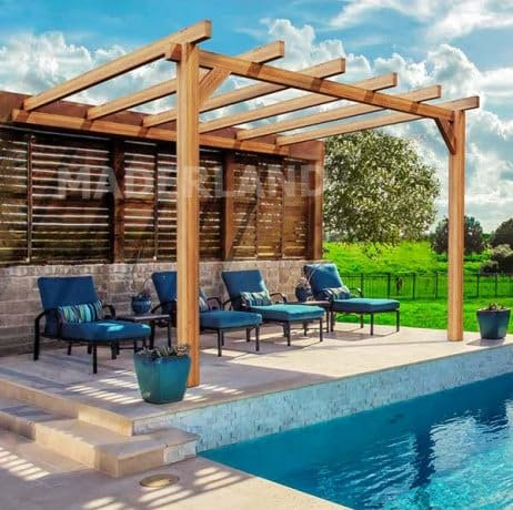Atoutloisir.com Maderland Pergola adossée Bois - Andorra, Dimensions 400 x 300 cm, Ancrage Support de Plaque