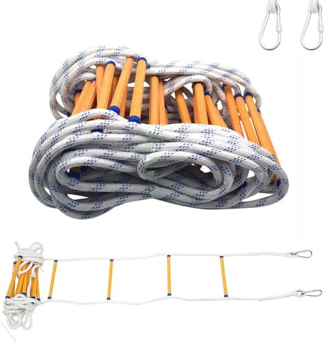 Scala Antincendio 8m,Scaletta Di Salvataggio Con Moschettoni,Scala Antincendio Ignifuga Per Uso In Emergenza,Portatile Di Emergenza,Per Case Di 3-4 Piani,Balconi e Ringhiere,Carico Fino a 200 Kg.