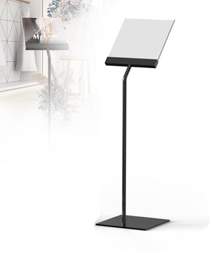 PQXQZ Kundenstopper aus Edelstahl Robuster Aufsteller mit Transparenter Acrylplatte Bodenstehender Plakatständer für den Innen und Außenbereich für Messestände und Geschäfte(Black,Small)