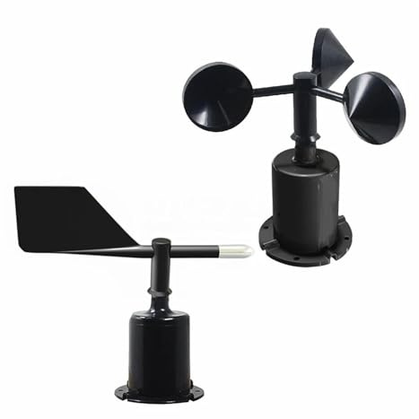IndusTradCorp 30m/s Weather Station, Outdoor 3 Cup Anemometer Sensor, Polycarbon Fiber Wind Speed Wind Direction Sensor Output RS485 4-20MA 0-5V(0-5V Kit)