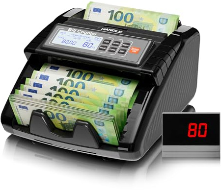 AL1000 Geldzählmaschine, UV/IR/DD/MG Falschgelderkennung, Wertzählung & Batch & Additions Funktionen, LCD-Display, 1200 Banknoten/Min., Unterstützt Mehrere Währungen, Schwar