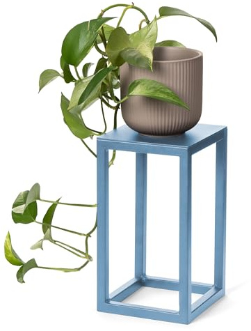 LAMO Manufaktur Blumenständer Blau aus Metall 28 cm | Pflanzensäule für Innenräume - Wohnzimmer, Schlafzimmer | Blumenständer modern zur Hochzeit, Sockel für Skulpturen und Deko, kleiner Blumenhocker