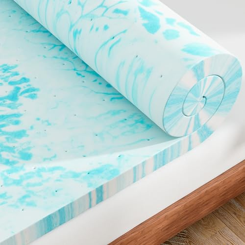 KMFurnila Mattress Toppers, 3 Inch Gel Memory Foam Bed Topper, Medium-Firm Foam Topper Cooling Gel Infused & Pressure Relieving Pad in a Box, Dorm Room, RV Essentials, CertiPUR Certified