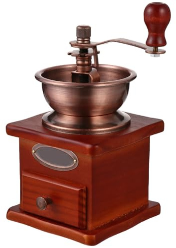 Tofficu Molinillo de Café Manual con Cuerpo de Madera y Cerámica Máquina Moler Granos con Manivela de Hierro Capacidad para Café y Granos Práctico y Tradicional