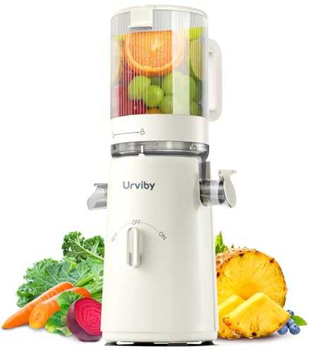 Juicer Machines, 2-in-1 Cold Press Juicer for Juice & Sorbet, suit for Vegetable and Fruit with 5-Inch Wide Chute, Powerful Masticating/High-Yield High Nutrients/Rev Mode/Easier Clean (White)