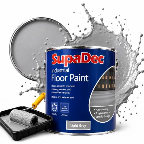 Industrial Floor Paint 1L Light Grey | Ideal for Garages, Warehouses & Concrete Floors | Fast Drying Interior & Exterior Paint for Concrete & Masonry