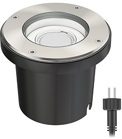 ledscom.de Boden-Einbauleuchte BOS für außen schwenkbar Edelstahl rund IP67 150mm Ø inkl. 4,99W LED Lampe 430lm warmweiß