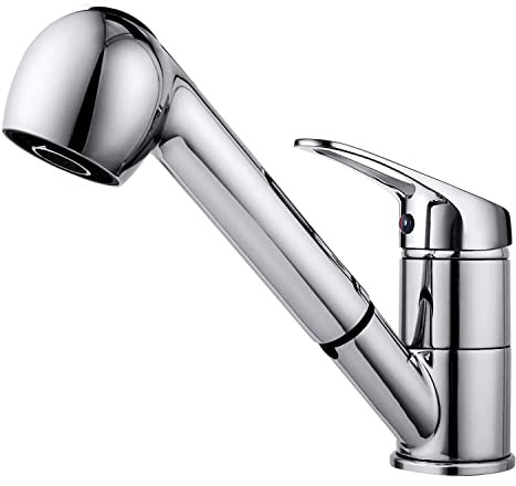 BONADE Küchenarmatur mit Ausziehbare Brause, Wasserhahn Einhebelmischer mit 360° Drehbar, Hochdruck Mischbatterie Spültischarmatur, Wasserhahn Küche mit 2 Wasserstrahlarten, Armatur Chrom