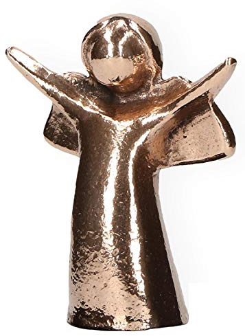Kerstin Stark Schutzengel Engel der Freude, 5 cm Engelfigur aus Bronze | Hochwertiges Miniatur-Kunstwerk in blauer Geschenkbox - Handgefertigte Bronze-Skulptur ideal als Glücksbringer und Geschenk
