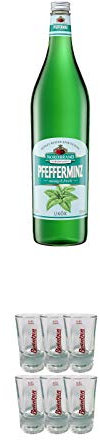 Nordbrand Pfefferminzlikör 3,0 Liter Magnum + Berentzen Shotglas mit Eichstrich 6 x 2cl