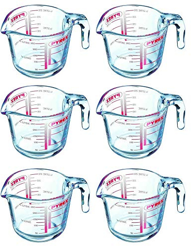 Pyrex Classic Glass Measuring Jug High Heat Resistance 0.25 Litre Transparent (Pack of 6)