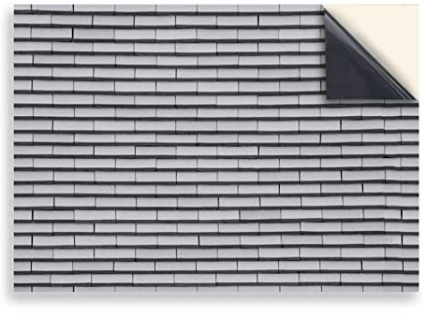 Stick & Go Repositionable Self Adhesive Dolls House Wallpaper 1:12 Scale (1 Sheet) - Light Grey Roof Tiles - No. 90
