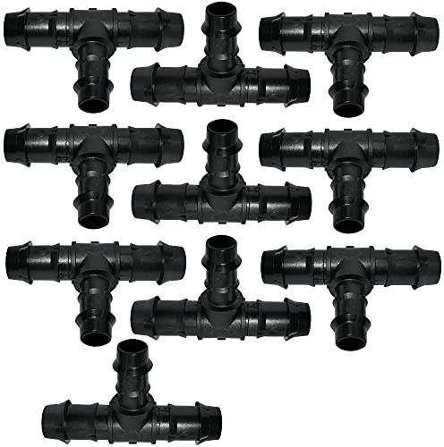 AERZETIX - C48713 - Juego de 10 Racores/divisores/adaptadores en ''T'' Ø20x16x20mm para mangueras de riego por Goteo - unión Acanalado en ''T'' para Sistema de riego