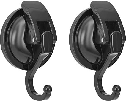 Mnixy Heavy Duty Vacuum Suction Cup Hooks Powerful Suction Cup Hooks Wreath Hanger for Bathroom and Restroom Shower,Easy to Install and Removable (Black, 2Pack)