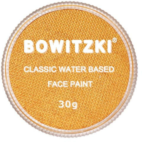 Bowitzki Vernice professionale per il viso a base d'acqua pittura viso trucco sicuro per bambini adulti torta divisa tinta unita 30g per Halloween, Natale, festa (Oro)