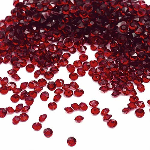 1000 Stück Acryl Deko Diamantkristalle 4mm Glitzer Streudeko Tischschmuck Funkelnd Dekosteine Kristalle Konfetti Diamanten zum DIY Verzieren Tischdeko Hochzeit Taufe Verlobung Valentinstag,Weinrot