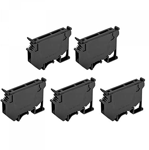 sourcing map DIN Rail Mount Fuse Holder Terminal Blocks Screw Type Black UK5 Pack of 10