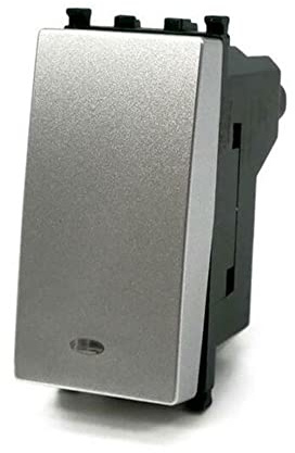 Vetrineinrete® Kit di 3 interruttore unipolare illuminabile con spia luminosa compatibile con vimar plana pulsante luce 16ax 250vac (Silver)