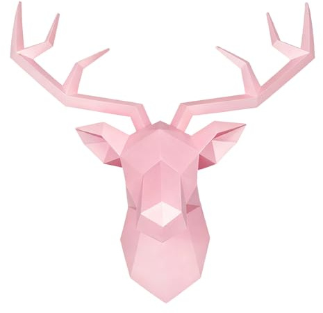 XYQXYQ Rosa hjorthuvud väggskulptur, modern konst vägghängning, 3D väggdekor, galleri vardagsrum harts djur huvuddekoration