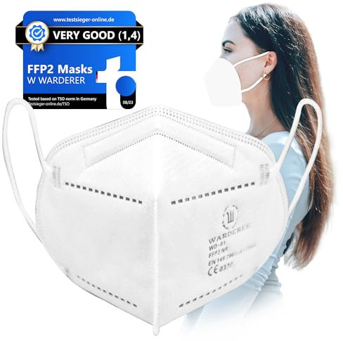 WARDERER 15 FFP2 Masken Weiss | Atemschutzmaske 99,5% Filtereffizienz | Staubschutzmaske 5-Lagen Filtersystem | Mundschutzmaske Atmungsaktiv & Hautfreundlich | Hygienisch Einzelverpackt