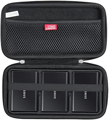 Hermitshell Hard Travel Case for Samsung T7 / T7 Touch Portable SSD 1TB 2TB 500GB USB 3.2 External Solid State Drive (Case for 3 Hard Drives, Black)