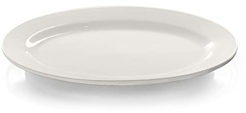 Modermo Prima ovale Porzellanplatte | ovale Platte | 35 cm | elegante Servierplatte mit erhöhtem Rand aus hochwertigem Premium Porzellan | spülmaschinenfest