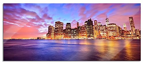 Pixxprint Glasbild Panorama, Wandbild aus Echtglas, Skyline New York, 120x50 cm, inkl. Aufhängung und Abstandshalter
