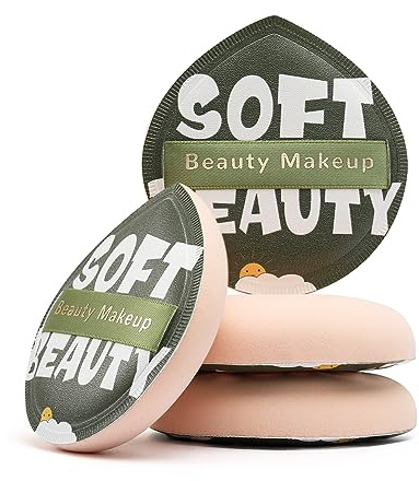 FERYES Lot de 2 grandes houppettes à poudre pour fond de teint en poudre, correcteur, maquillage - Pompon à poudre pour poudre libre, cosmétique